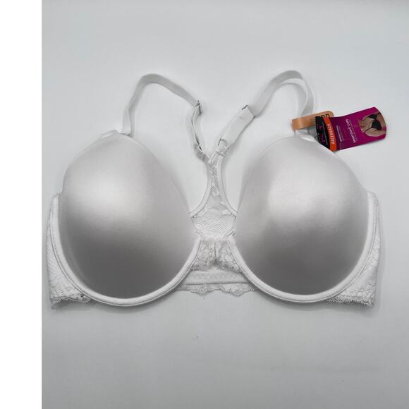 MAIDENFORM UNDERWIRE FRONT CLOSE BRA THE ONE FAB FIT T-BACK LACE WHITE 36DD NEW! - Picture 1 of 10